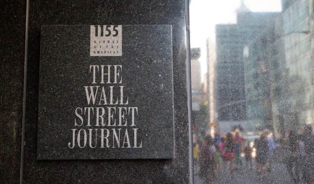 The Wall Street Journal sign in its building in New York City, Aug. 3, 2013. (spatuletail/Shutterstock)