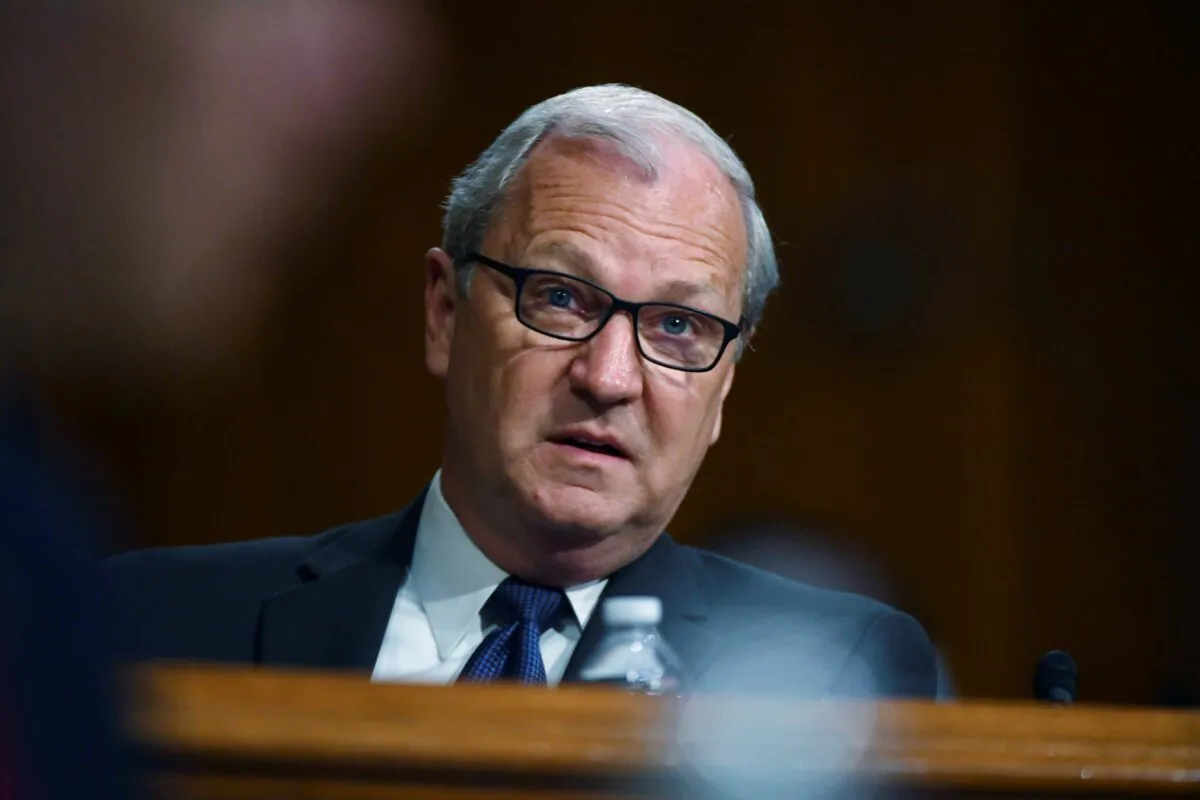 Sen. Kevin Cramer (R-N.D.) speaks during a hearing on Capitol Hill in Washington on May 20, 2020. (Kevin Dietsch/Pool via AP)