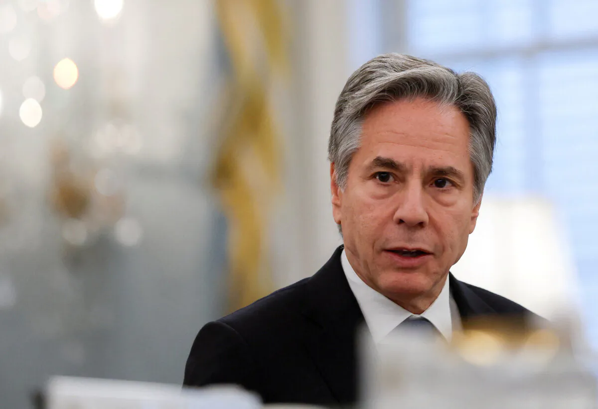 Secretary of State Antony Blinken meets with human rights leaders at the State Department in Washington, on Dec. 7, 2023. (Evelyn Hockstein/Reuters)