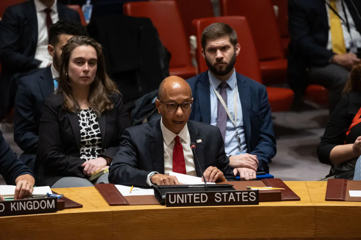 U.S. Ambassador to the U.N. Robert Wood speaks during a United Nations Security Council meeting on Gaza, at U.N. headquarters in New York on Dec. 8, 2023. (Yuki Iwamura/AFP via Getty Images)