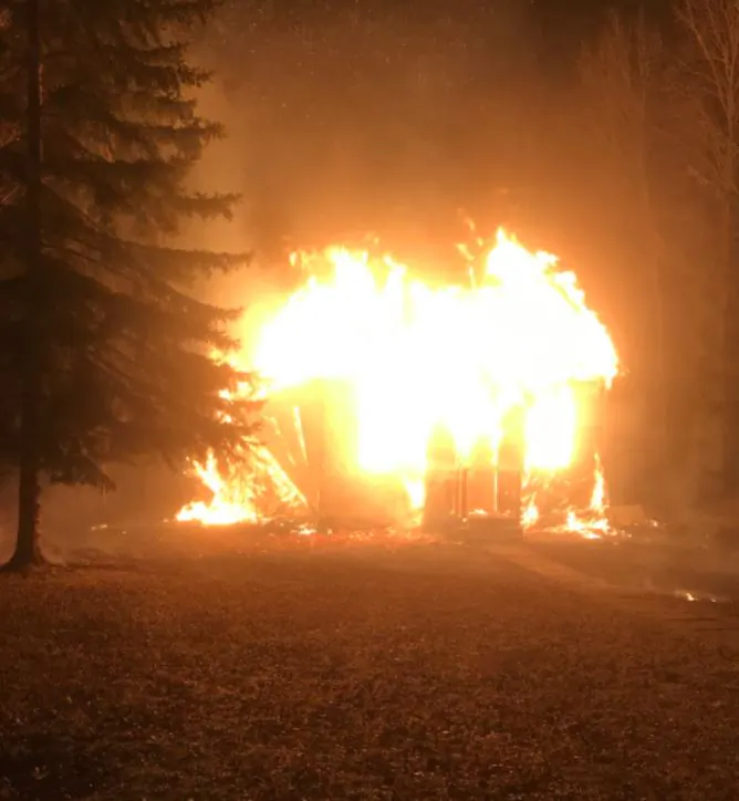 Alberta RCMP were called out to a fire at The United Church in Barrhead County on Dec. 7, 2023. (Courtesy of Alberta RCMP)