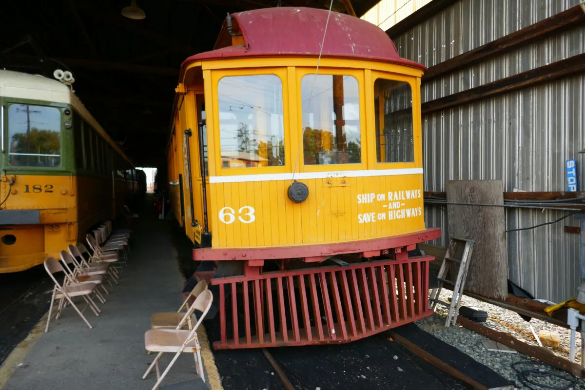 Train on display at the Western Railway Museum in Suisun City, Calif. on Nov. 21st, 2023. The museum owns land adjacent to parcels purchased by Flannery Associates. (Steve Ispas/The Epoch Times)