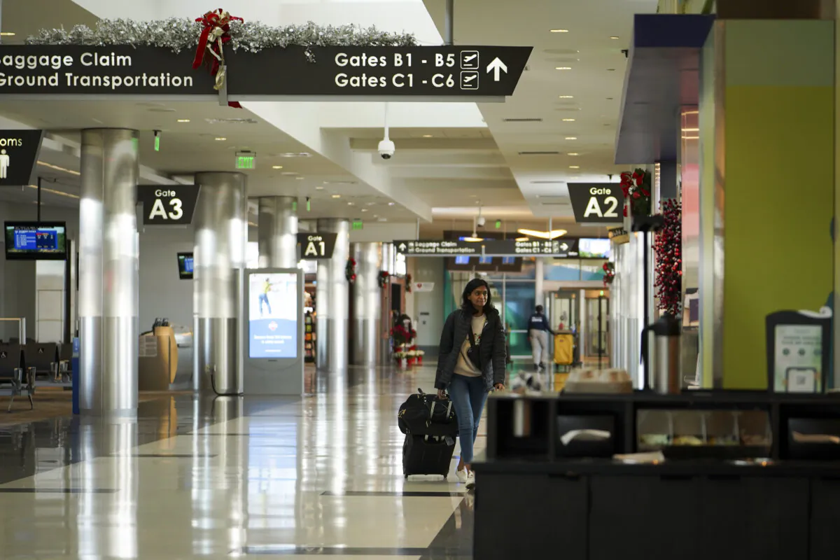 A person walks around Birmingham Shuttlesworth International Airport in Birmingham, Ala., on Dec. 7, 2023. (Madalina Vasiliu/The Epoch Times)