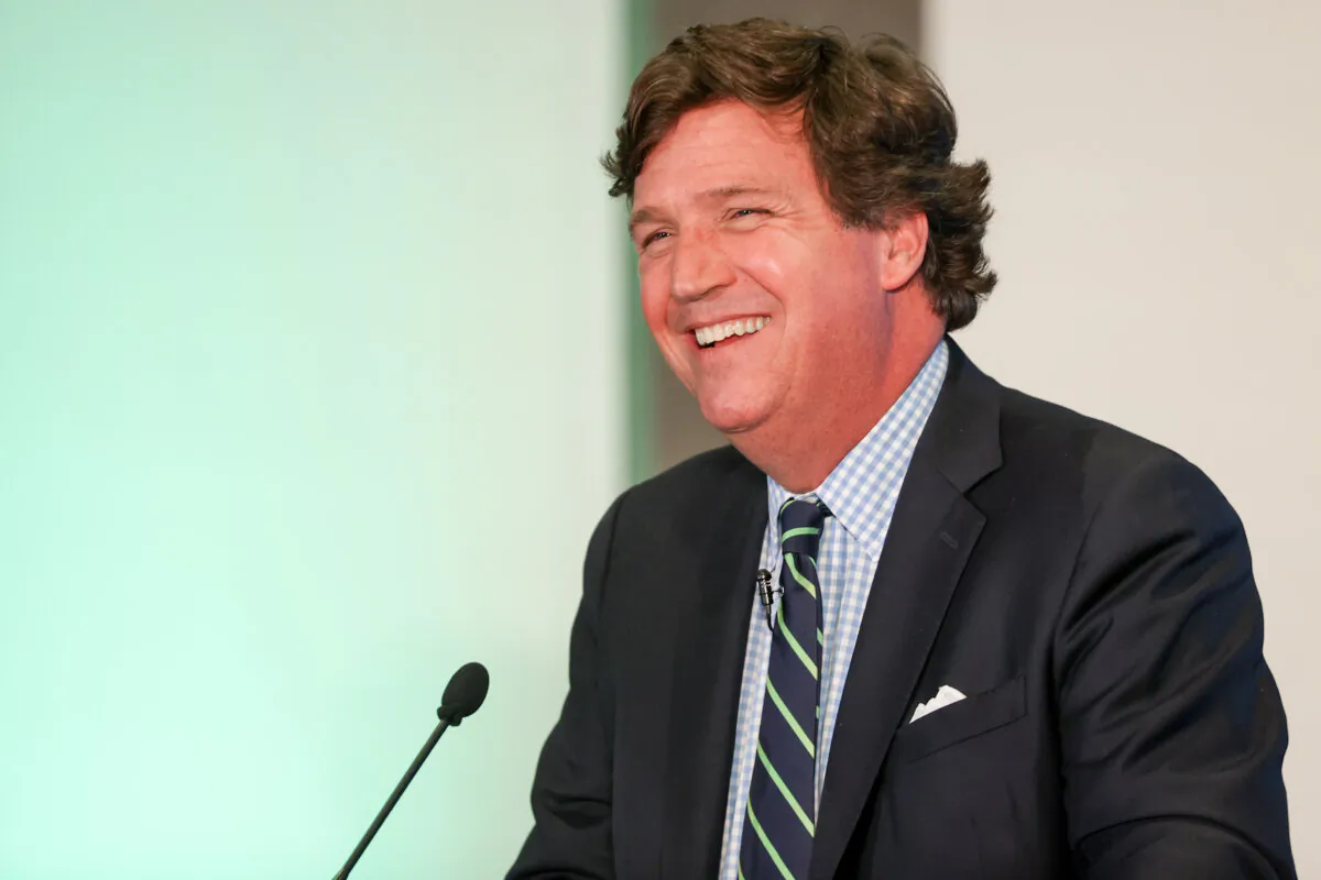 Tucker Carlson speaks during RiskOn360! GlobalSuccess Conference at Ahern Hotel and Convention Center in Las Vegas on Nov. 20, 2023. (Ian Maule/Getty Images)
