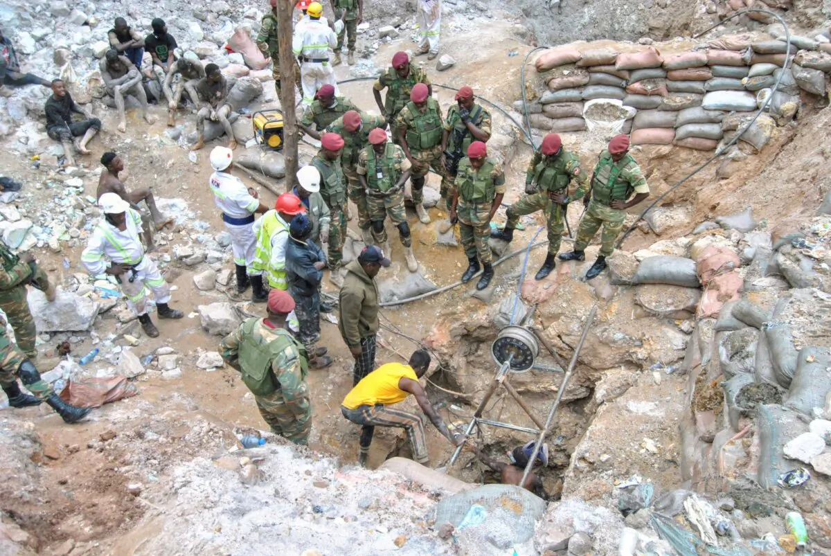 Zambian Army special forces officers follow the rescue operation of miners in Chingola, around 400 kilometres (248 miles) north of the capital Lusaka, Zambia, on Dec. 3, 2023. (AP Photo)