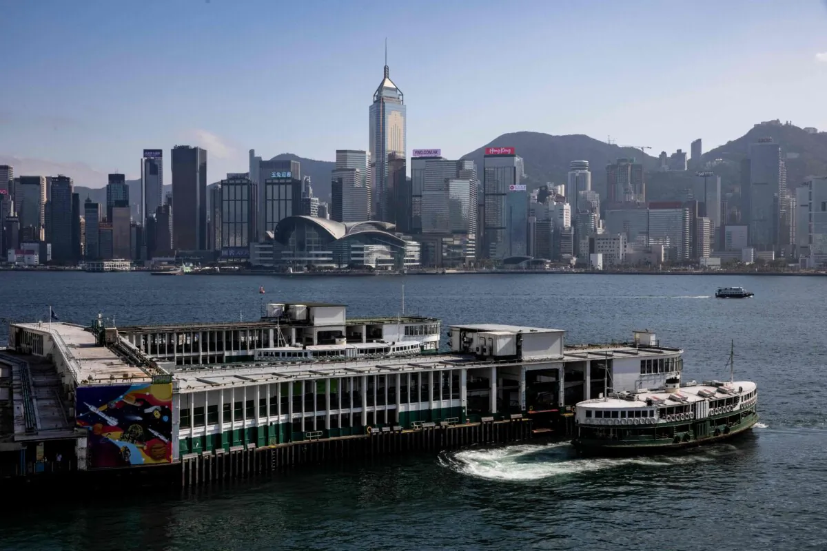 A view of the Hong Kong skyline from Kowloon on Feb. 2, 2023. (Isaac Lawrence/AFP via Getty Images)