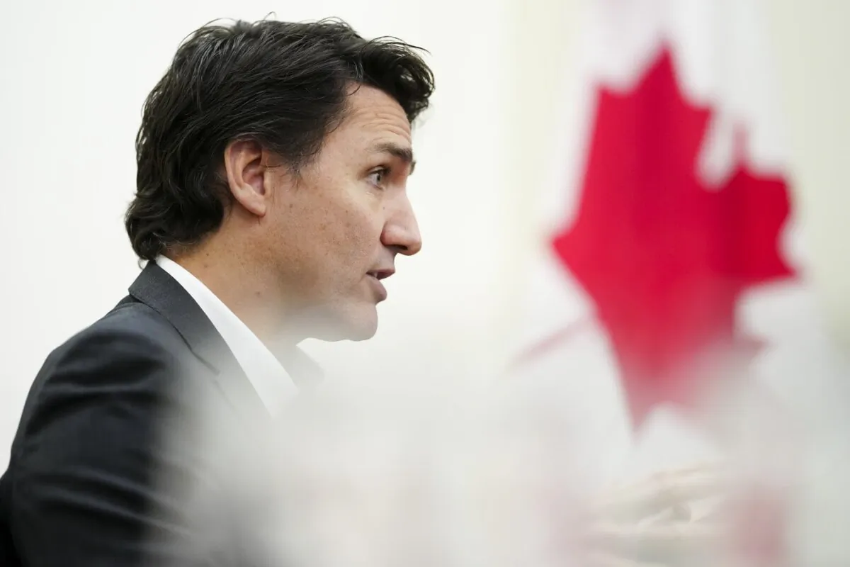 Prime Minister Justin Trudeau takes part in an interview at the Office of the Prime Minister and Privy Council in Ottawa on Dec. 11, 2023. (The Canadian Press/Sean Kilpatrick)