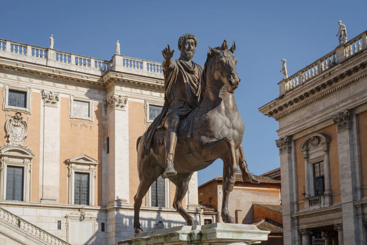 Equestrian statue of Marcus Aurelius in Piazza del Campidoglio in central Rome. (Dmytro Surkov/Shutterstock)