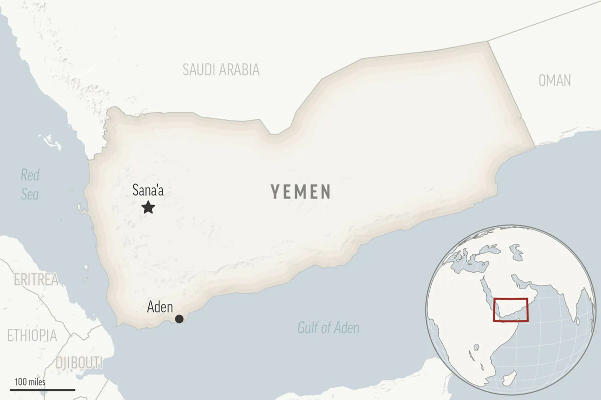A locator map for Yemen with its capital, Sanaa. (AP Photo)