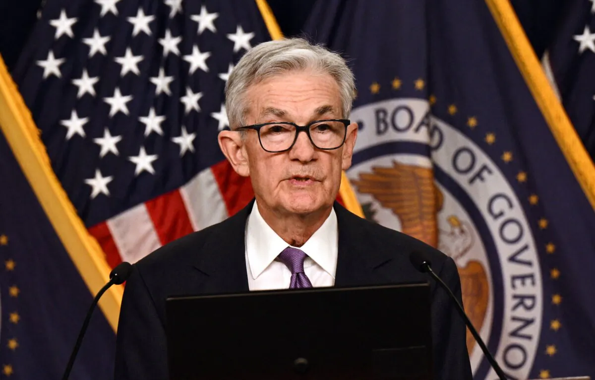 Federal Reserve Chairman Jerome Powell holds a news conference at the end of a Monetary Policy Committee meeting in Washington on Dec. 13, 2023. (Brendan Smialowski/AFP via Getty Images)