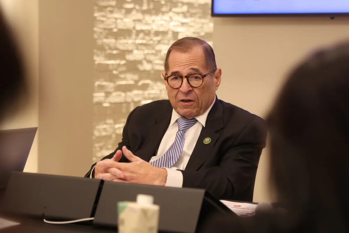Rep. Jerry Nadler (D-N.Y.) speaks at the District Advocate Meeting at Recording Academy New York Office in New York City on Oct. 5, 2023. (Rob Kim/Getty Images for The Recording Academy)