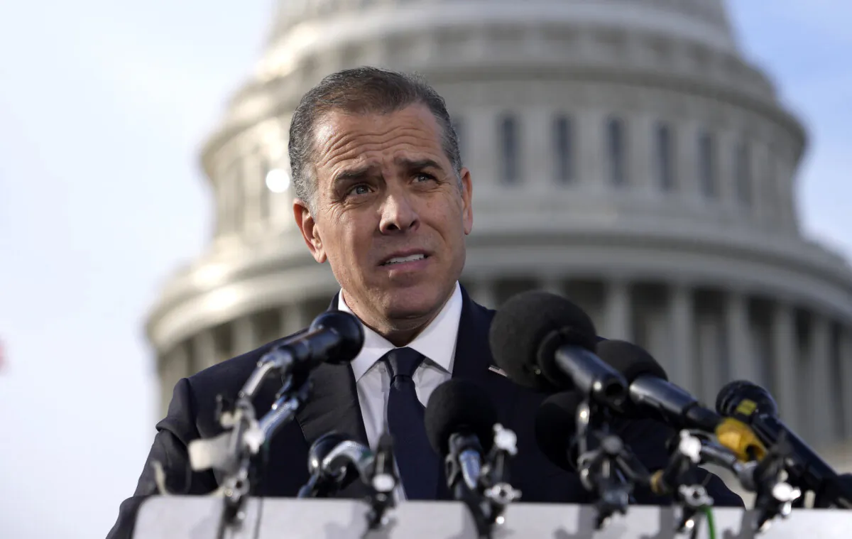 President Joe Biden's son Hunter Biden talks to reporters outside the U.S. Capitol in Washington on Dec. 13, 2023. (Drew Angerer/Getty Images)