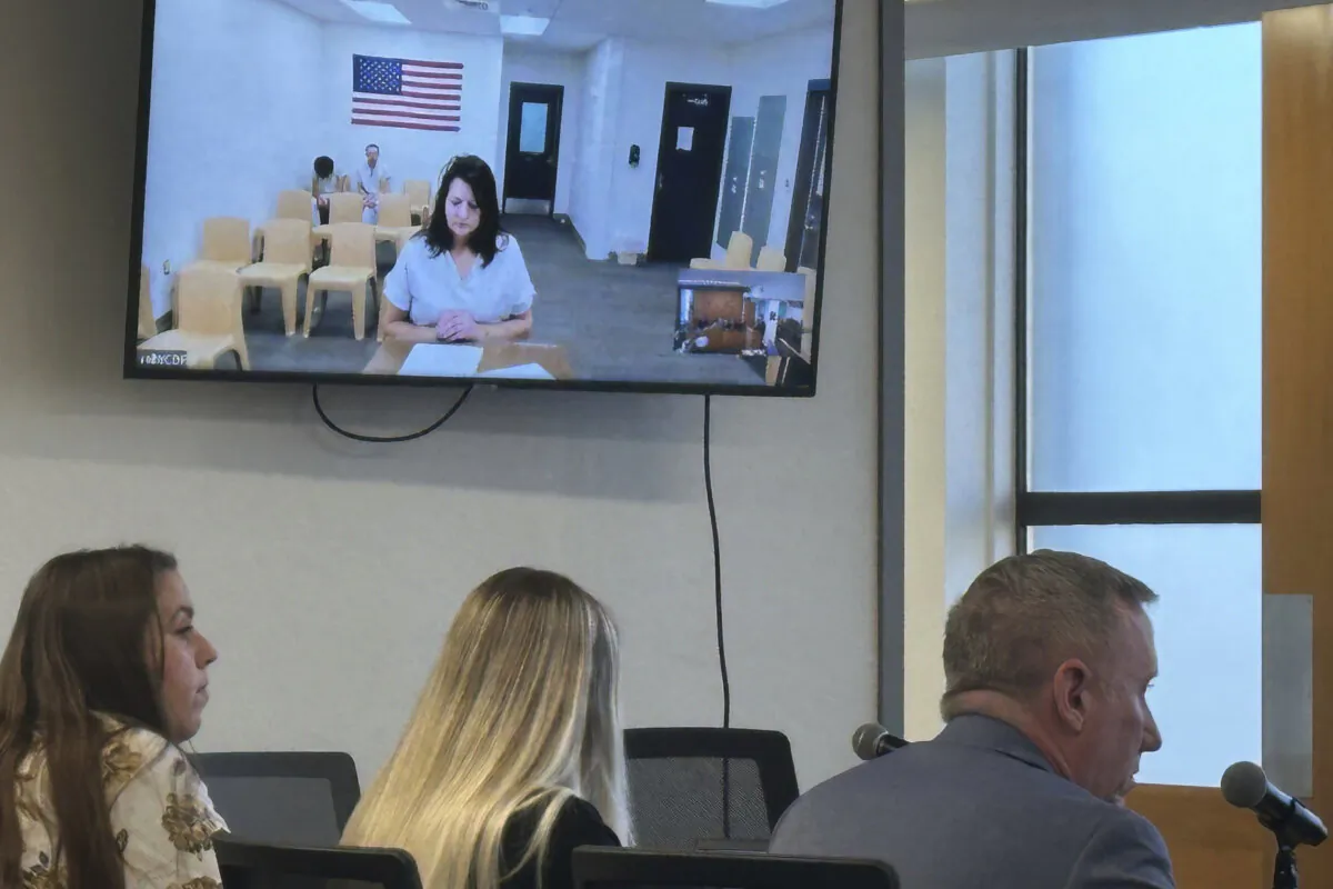 Genevienne Marlene Rancuret appears by video from jail for her arraignment hearing in Yellowstone County district court in Billings, Mont., on Dec. 13, 2023. (Matthew Brown/AP Photo)