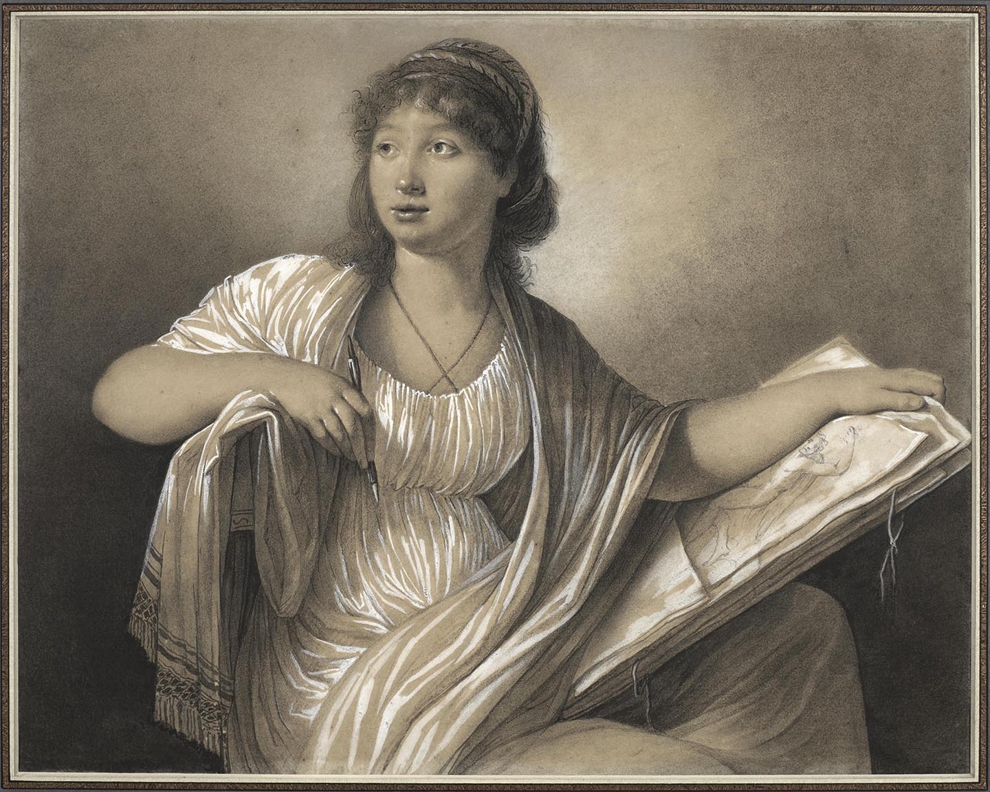 Portrait of a Female Artist with a Portfolio