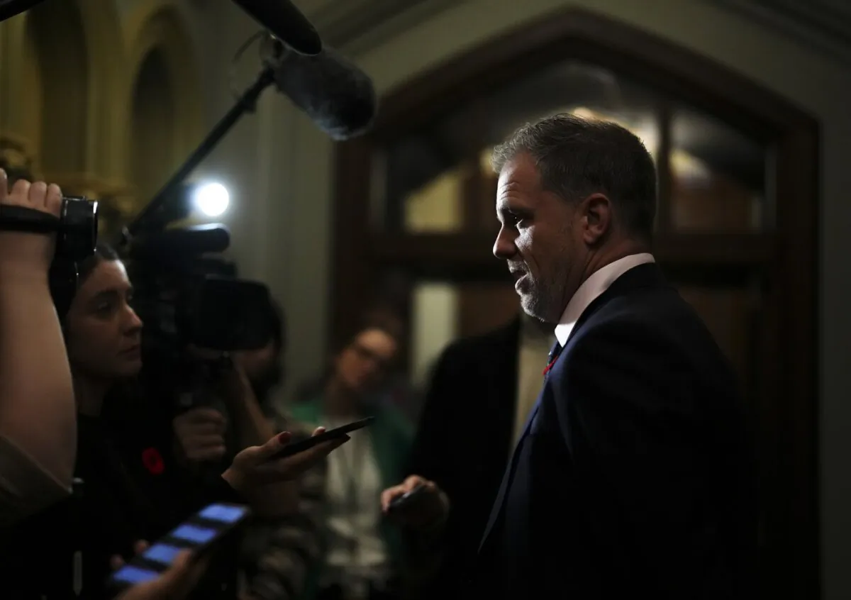Health Minister Mark Holland arrives to a cabinet meeting on Parliament Hill in Ottawa on Nov. 7, 2023. (The Canadian Press/Sean Kilpatrick)