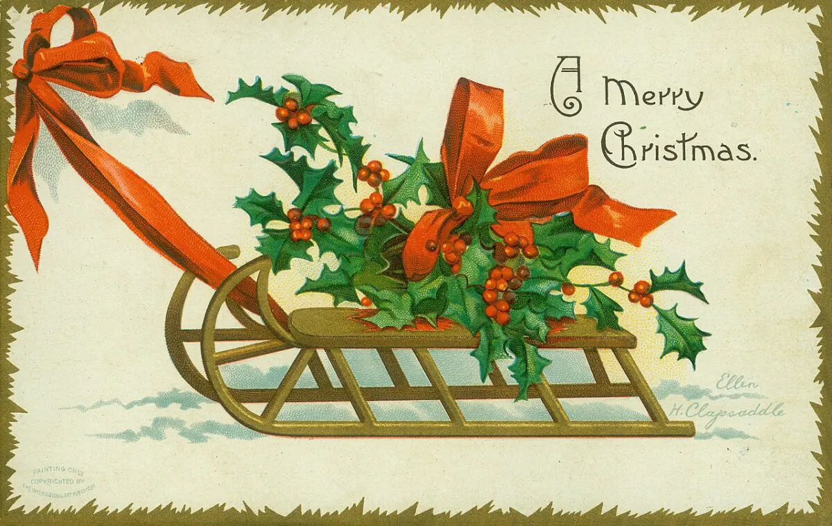 A 1907 postcard for Christmas by Ellen Clapsaddle. (Public Domain)
