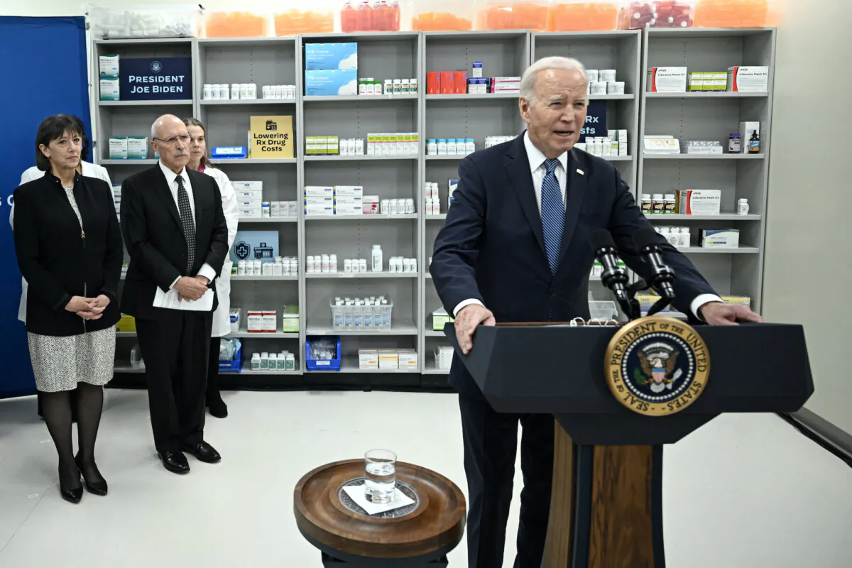 U.S. President Joe Biden speaks about lowering prescription drug costs at the National Institutes of Health in Bethesda, Md., on Dec. 14, 2023. (Brendan Smialowski/AFP via Getty Images)
