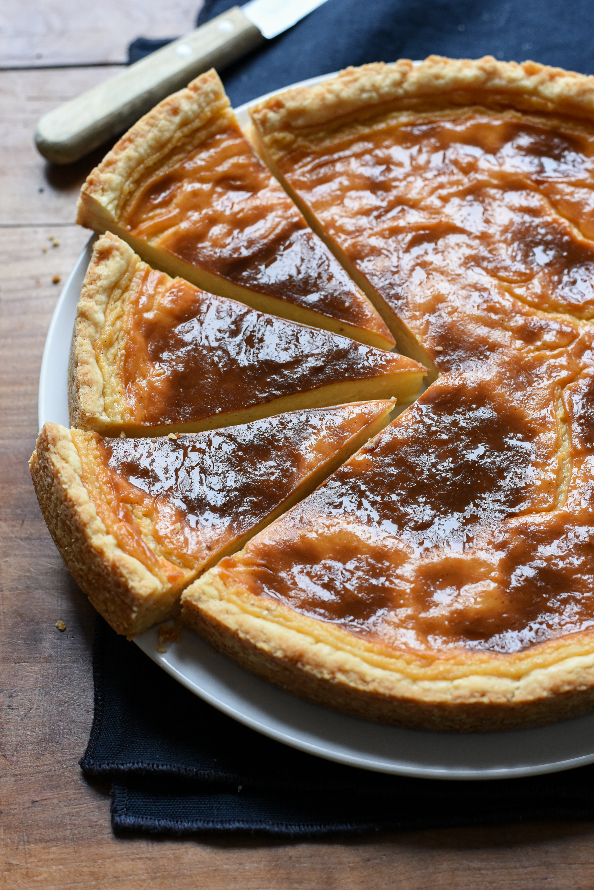 After baking, the custard filling takes on a handsome caramelized sheen. (Audrey Le Goff)