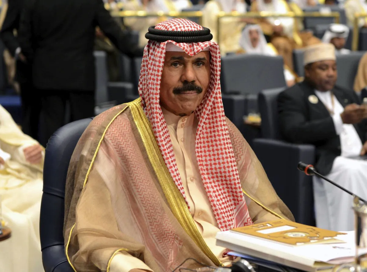 Kuwait's then-Crown Prince Sheik Nawaf Al-Ahmad Al-Jaber Al-Sabah attends the closing session of the 25th Arab Summit in Bayan Palace in Kuwait City, on March 26, 2014. (Nasser Waggi/AP Photo)