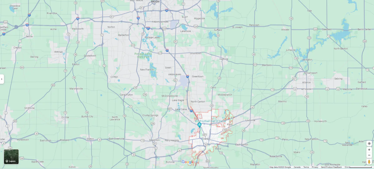 Canton Ohio.  (Screenshot via Google Map)