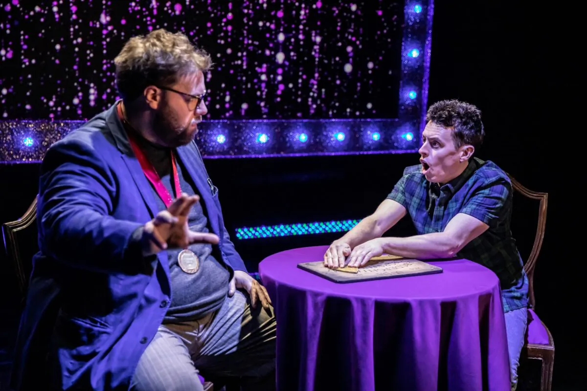 Henry Lewis and Jonathan Sayer in "Mind Mangler: A Night of Tragic Illusion." (Pamela Raith Photography)
