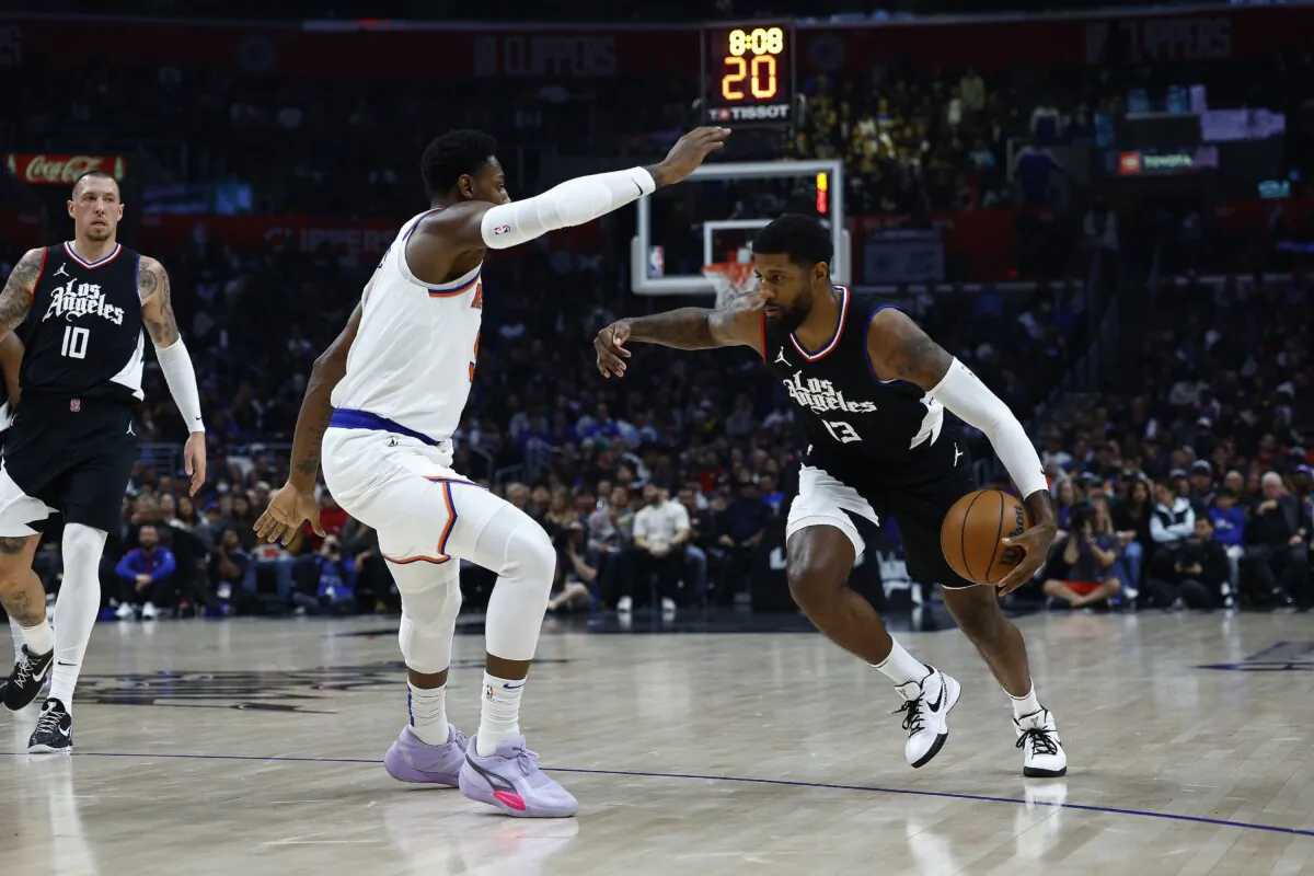 Paul George (13) of the LA Clippers in the first half in Los Angeles on Dec. 16, 2023. (Ronald Martinez/Getty Images)