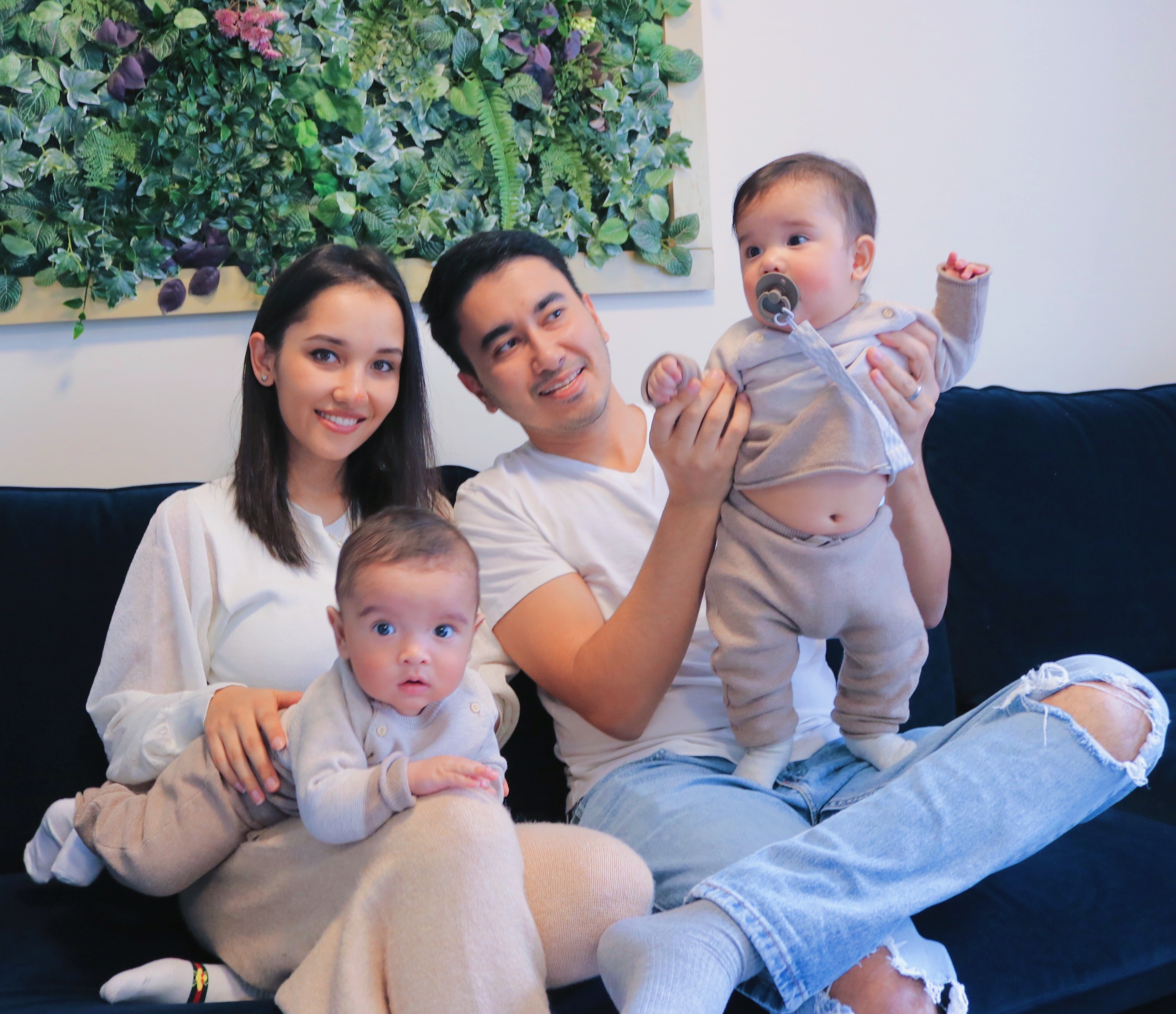 Mr. and Mrs. Bobojanov with their twins.
