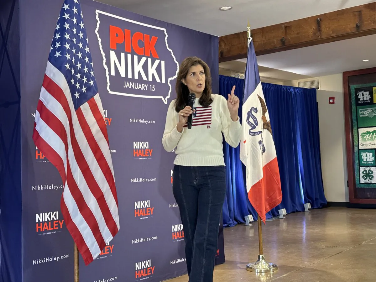 Former U.S. Ambassador to the United Nations Nikki Haley campaigns in Nevada, Iowa, on Monday, Dec. 18, 2023. (Austin Alonzo/The Epoch Times)