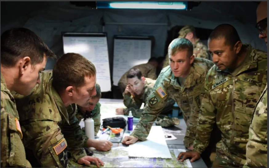 U.S. Army paratroopers assigned to the 173rd Airborne Brigade plan during exercise Swift Response 17 in Hohenfels, Germany. Swift Response is an annual U.S. Army Europe led exercise focused on allied airborne forces’ ability to quickly and effectively respond to crisis situations as an interoperable multi-national team. (Staff Sgt. Alexander Henninger
U.S. Army)