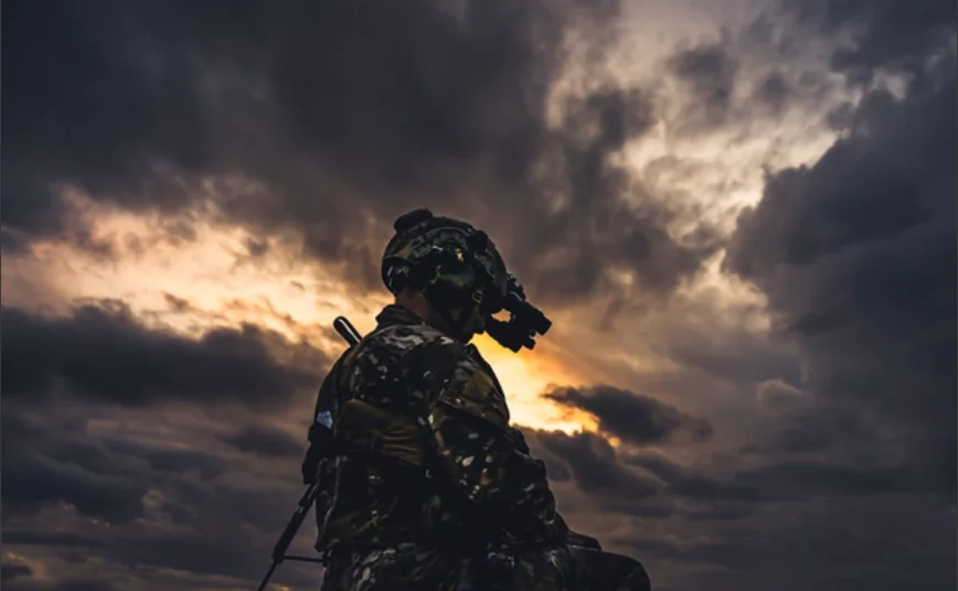 A Ranger assigned to the 75th Ranger Regiment controls the drop zone during airfield seizure training at Fort Moore, Ga. on Dec. 9, 2023. The 75th Ranger Regiment is the U.S. Army's premier special operations direct action raid force, and train year around to maintain their ability to deploy anywhere in the world at a moment's notice when called upon. (Maj. Justin Wright, U.S. Army)