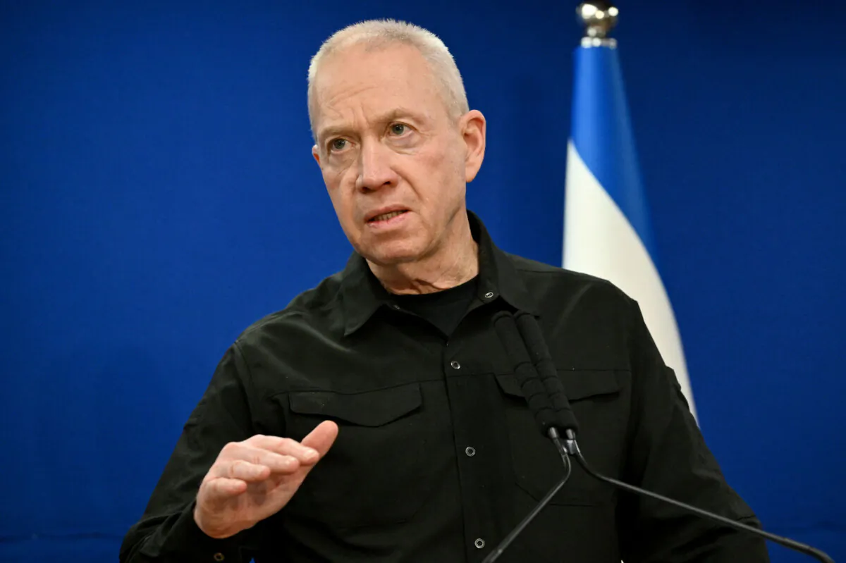 Israel's Defense Minister Yoav Gallant speaks during a press conference in Tel Aviv, on Dec. 18, 2023. (Alberto Pizzoli/AFP via Getty Images)