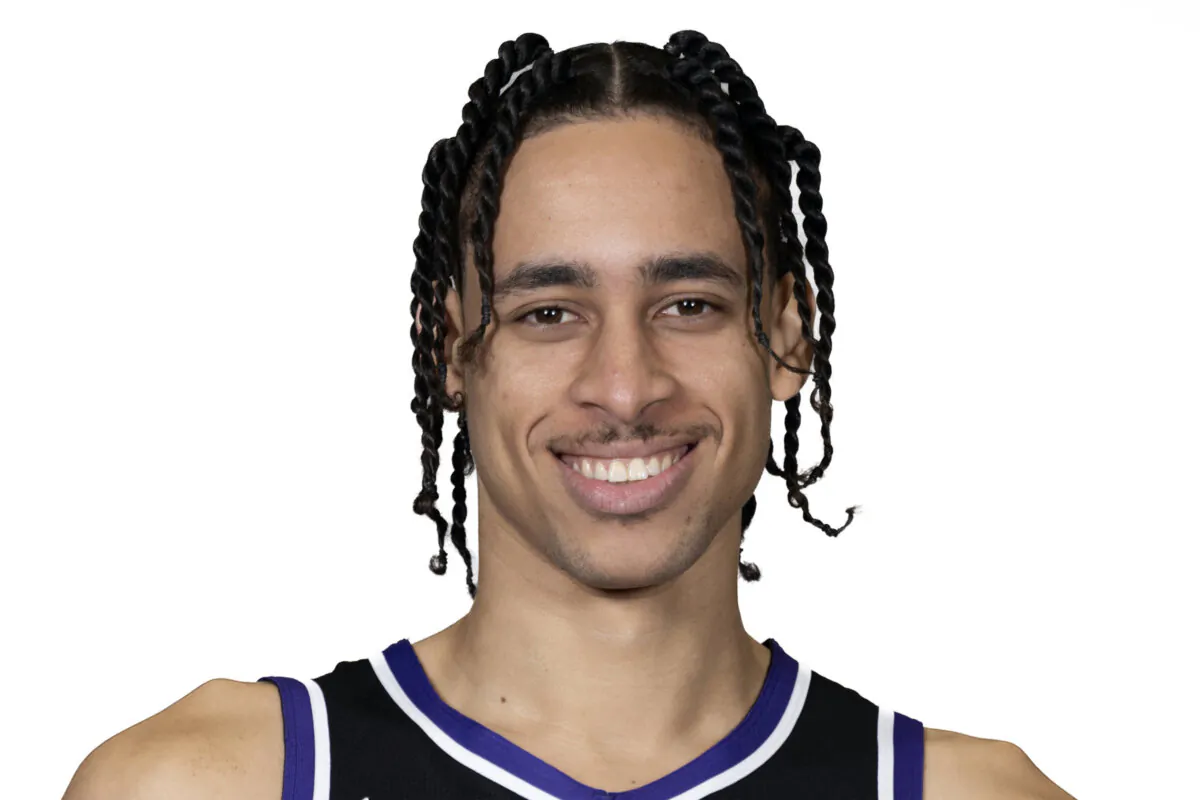Sacramento Kings center Chance Comanche poses during the NBA basketball team's media day in Sacramento, Calif., on Oct. 2, 2023. (José Luis Villegas/AP Photo)