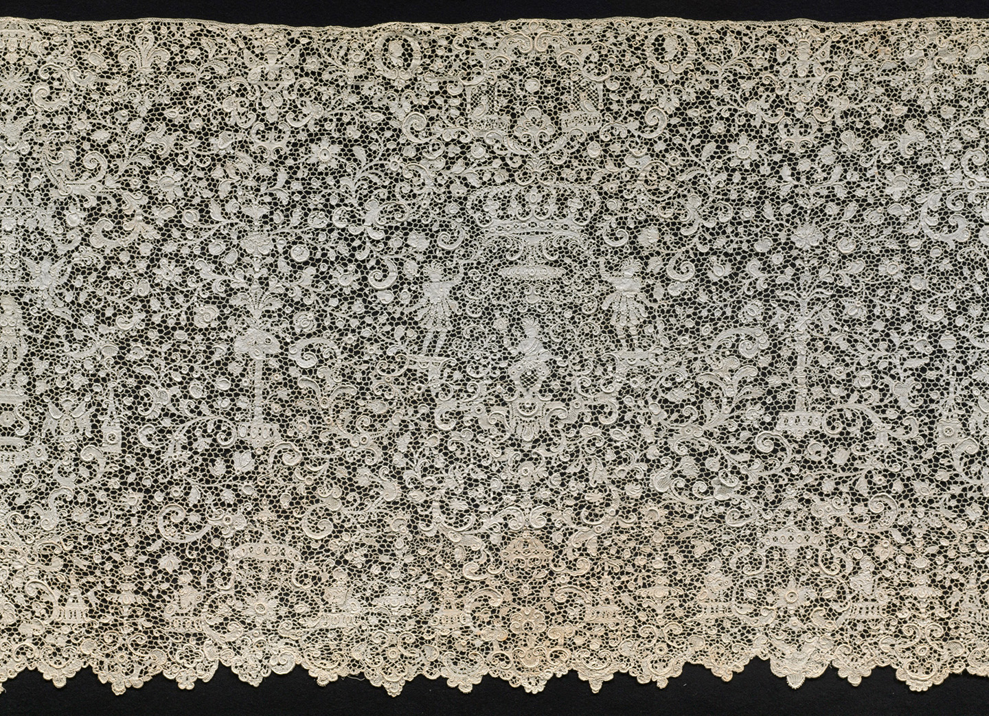 Point de France Needle Lace Furnishing Flounce