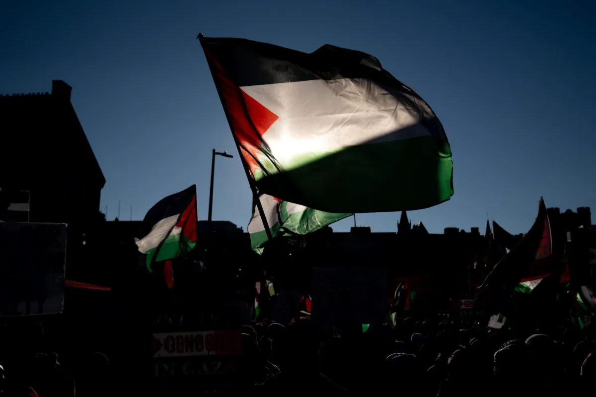 Pro-Palestine protestors are seen during a march for Gaza rally on Parliament Hill in Ottawa on Nov. 4, 2023. (The Canadian Press/Spencer Colby)
