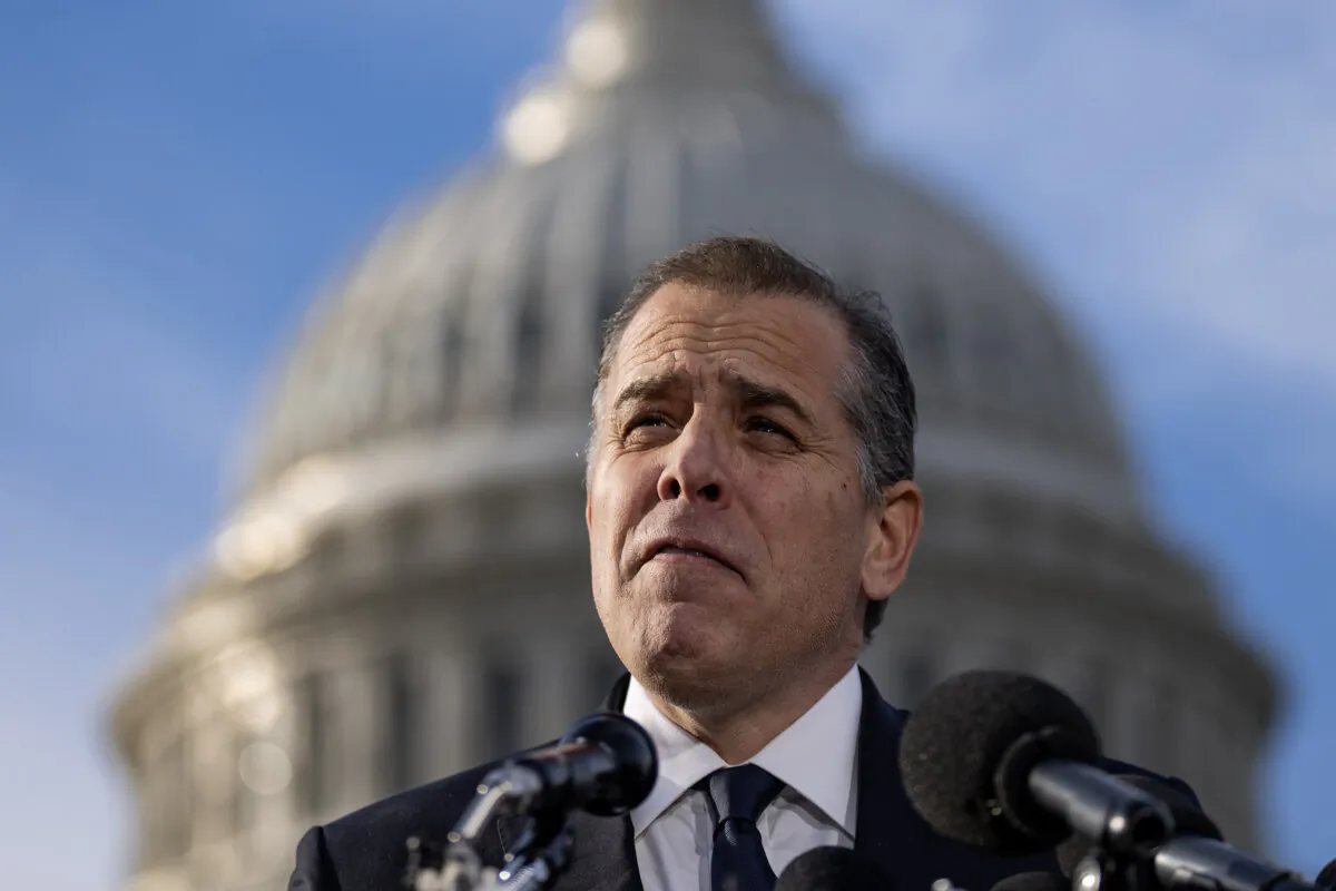 Hunter Biden, son of President Joe Biden, talks to reporters outside the U.S. Capitol in Washington on Dec. 13, 2023. (Drew Angerer/Getty Images)