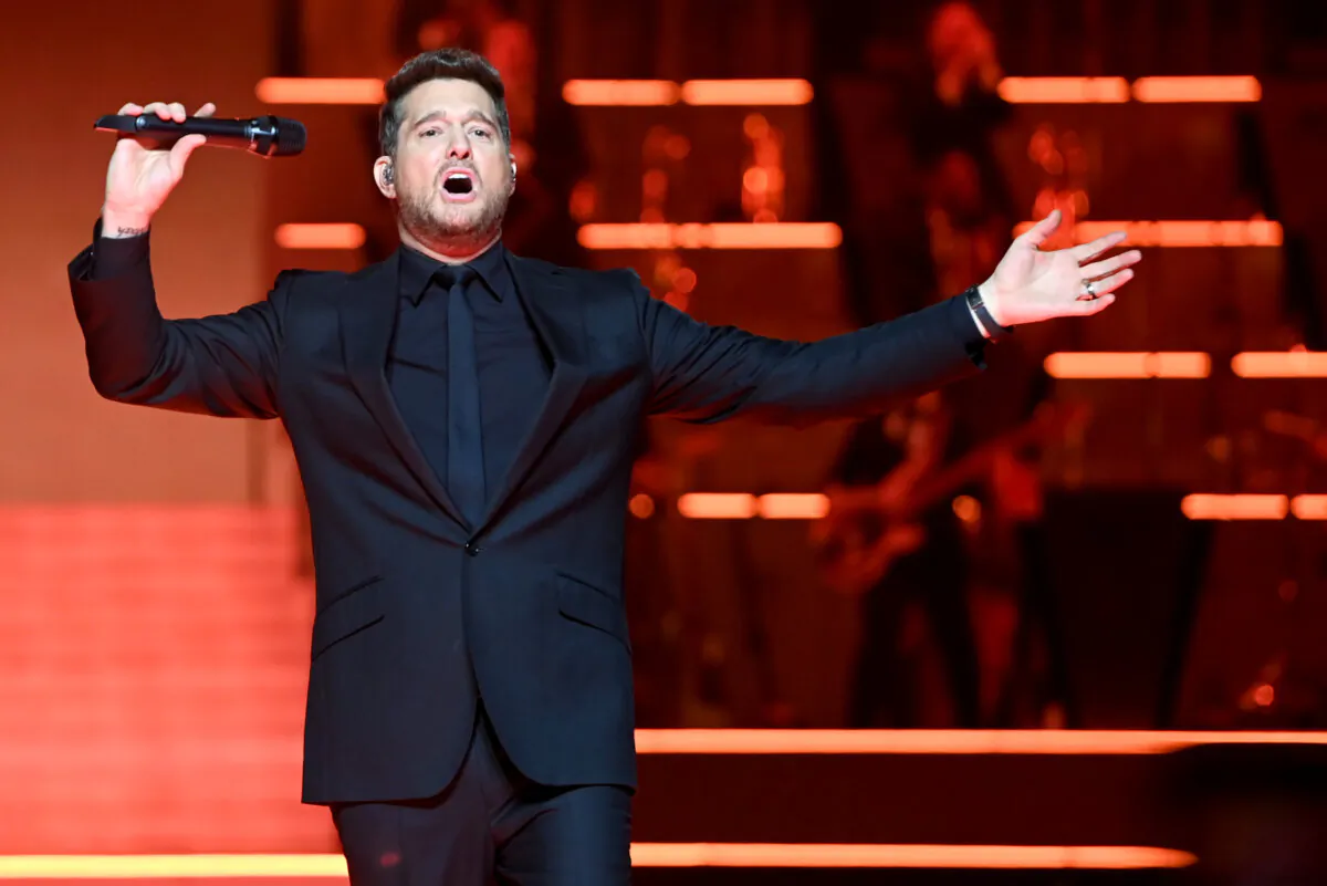 Michael Bublé performs at The O2 Arena in London on March 26, 2023. (Kate Green/Getty Images)