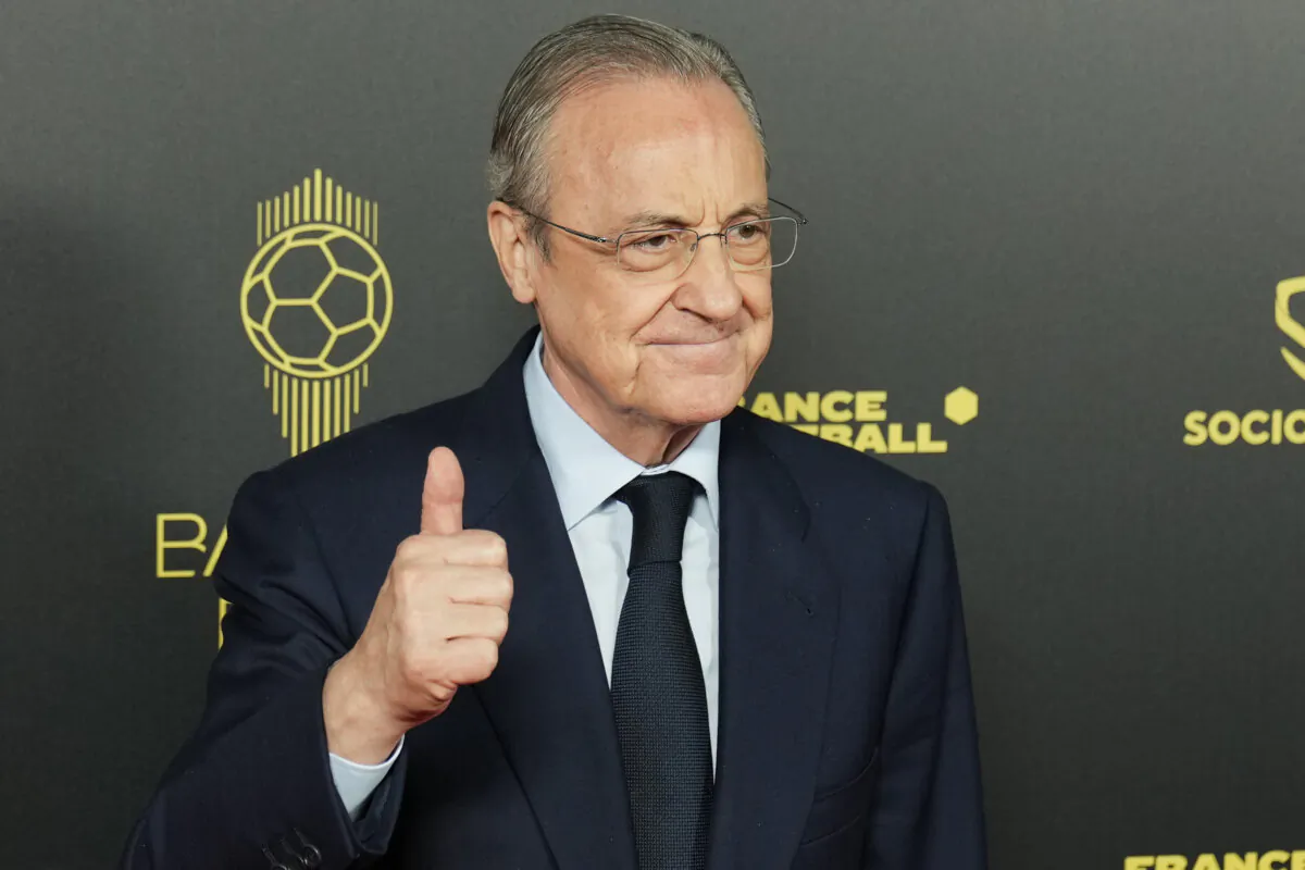Real Madrid president Florentino Perez poses for a picture prior the 66th Ballon d'Or ceremony at Theatre du Chatelet in Paris on Oct. 17, 2022. (Francois Mori/AP Photo)