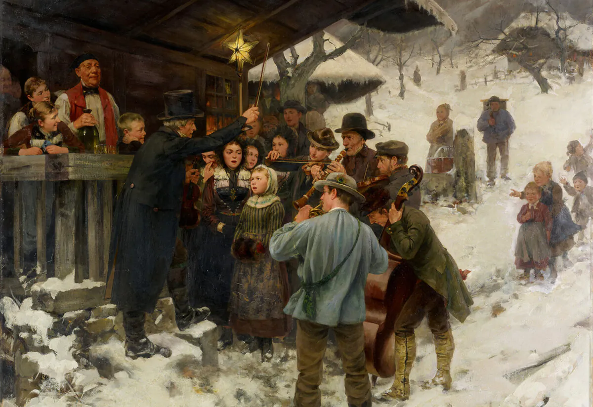 A detail from "A Christmas Carol in Lucerne," 1887, by Hans Bachmann. (Public Domain)