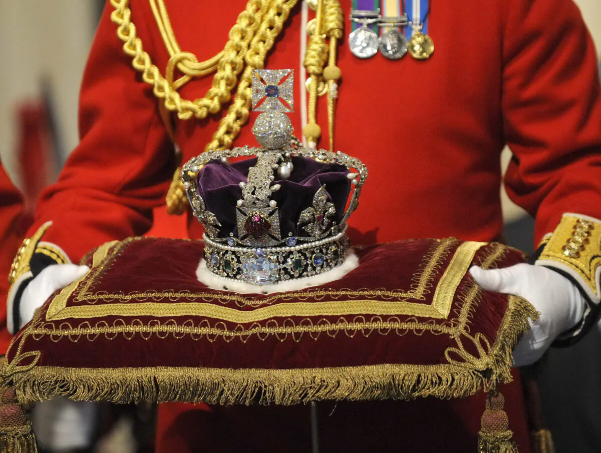 The Imperial State Crown is pictured during the annual State Opening of Parliament in London on Nov. 18, 2009. (Toby Melville/AFP via Getty Images)