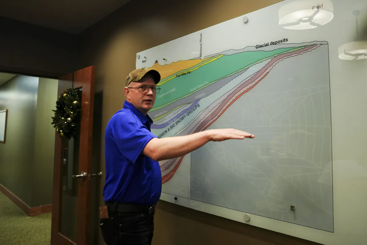 Jon Person, a geological field coordinator at Neset Consulting Service, in Tioga, N.D., on Dec. 20, 2023. (Madalina Vasiliu/The Epoch Times)