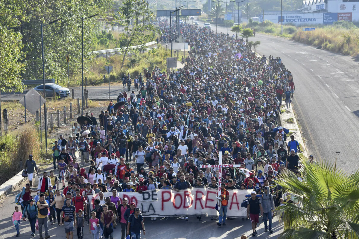 Migrants depart from  from Tapachula, Mexico, on Dec. 24, 2023. (Edgar Hernandez Clemente/AP Photo/)