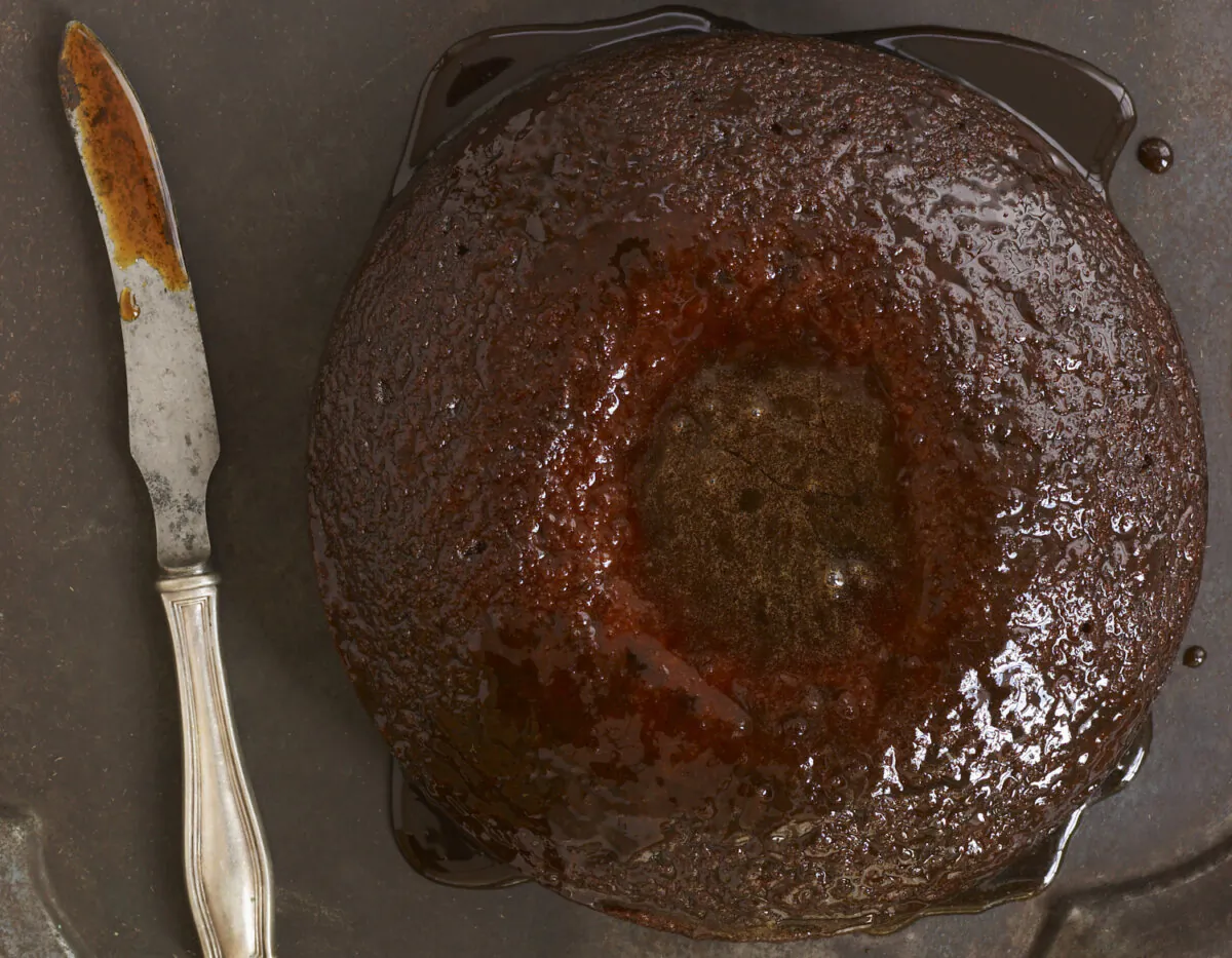 Gateau de sirop is made with copious amounts of cane syrup, fresh ginger, and a dash of Crystal hot sauce. (Ellen Silverman)