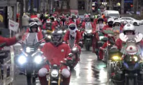 Motorcycle Riders Dressed in Santa Costumes Bring Joy to Children in Belgrade