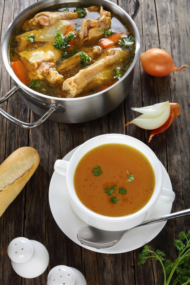 Sipping gelatin-rich broth between meals helps sate hunger while hydrating your body and providing much-needed amino acids. (from my point of view/Shutterstock)