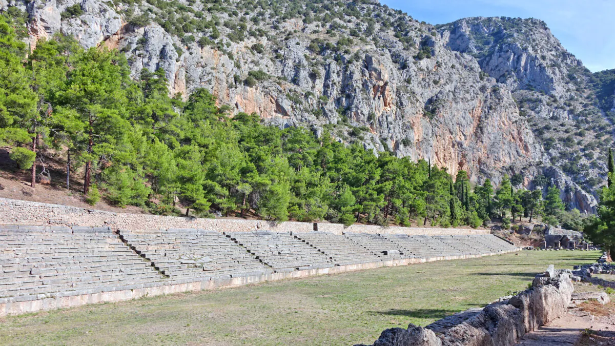 Every four years, athletes and musicians would congregate at Delphi's stadium for the Pythian Games to honor Apollo—and win a coveted laurel wreath. (Cathy Lu/TNS)