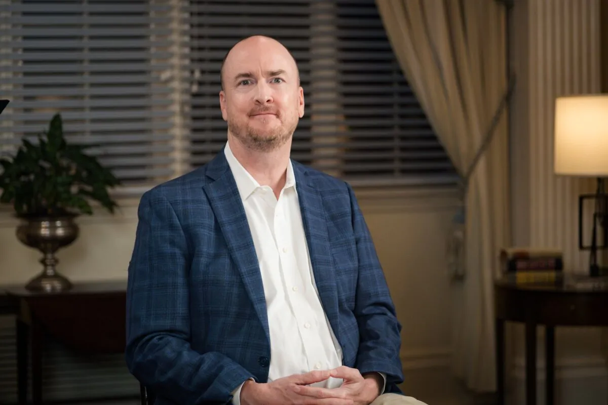 Toby Rogers, author at Brownstone Institute, in Connecticut on Sep. 8, 2023. (Patrick Mauler/The Epoch Times)