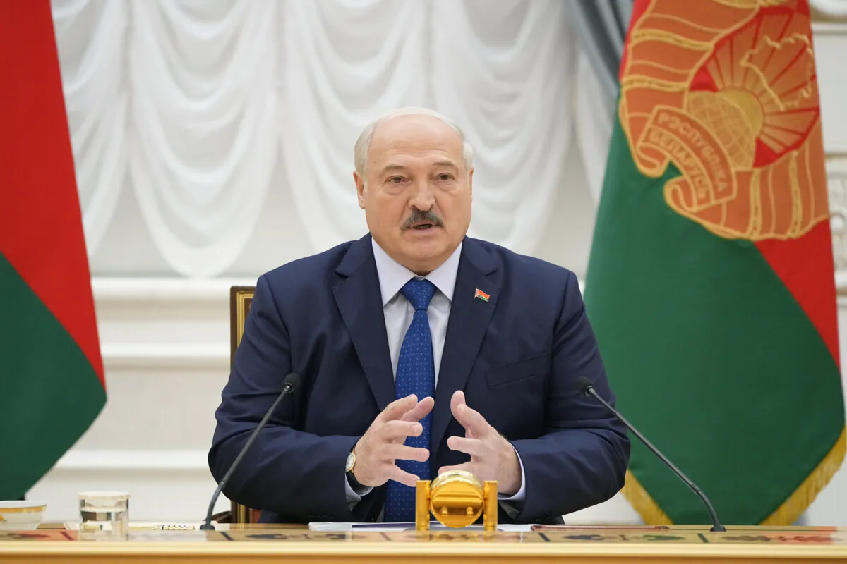 Belarusian President Alexander Lukashenko speaks during a meeting with foreign correspondents in Minsk, Belarus, on July 6, 2023. (Alexander Zemlianichenko/AP Photo)