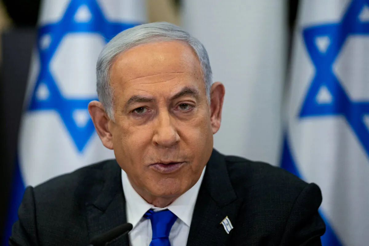 Israeli Prime Minister Benjamin Netanyahu chairs a cabinet meeting at the Kirya military base, which houses the Israeli Ministry of Defense, in Tel Aviv, Israel, on Dec. 24, 2023. (Ohad Zwigenberg/Pool via REUTERS)
