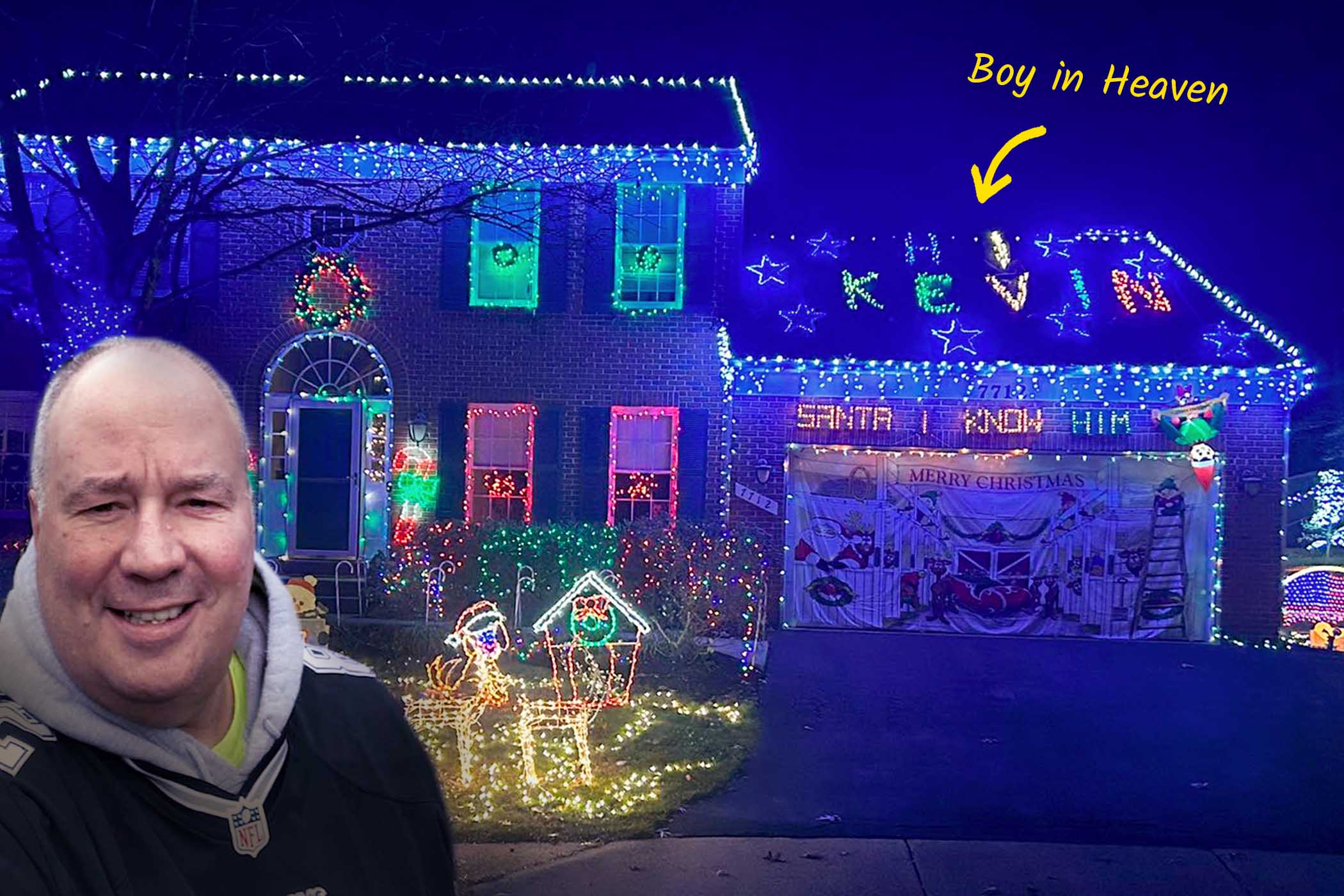 Mike Witmer has been incorporating Kevin Muller's name in his light display for the last for over 20 years!