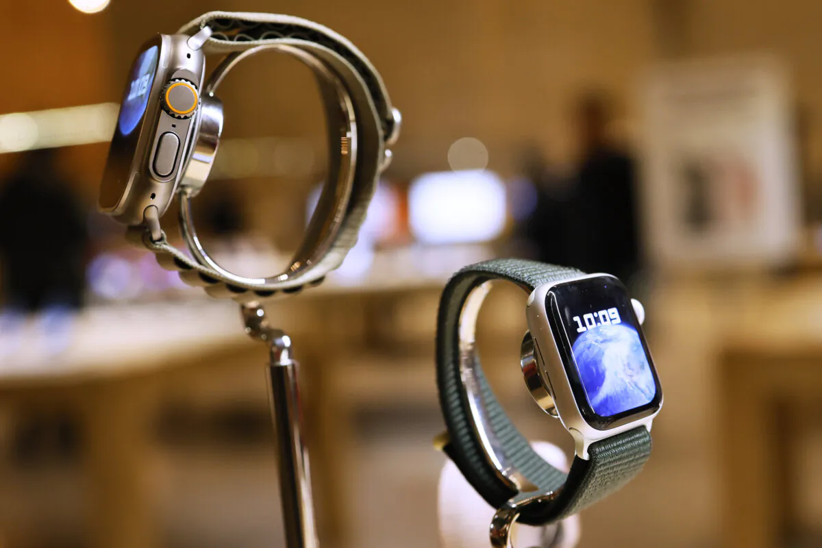 Apple watches are seen on display at the Apple Store in Grand Central Station in New York City, on Dec. 18, 2023. (Michael M. Santiago/Getty Images)